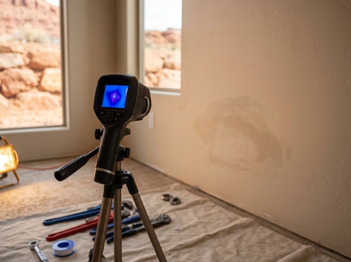 Thermal imaging camera showing a hidden water leak in a wall