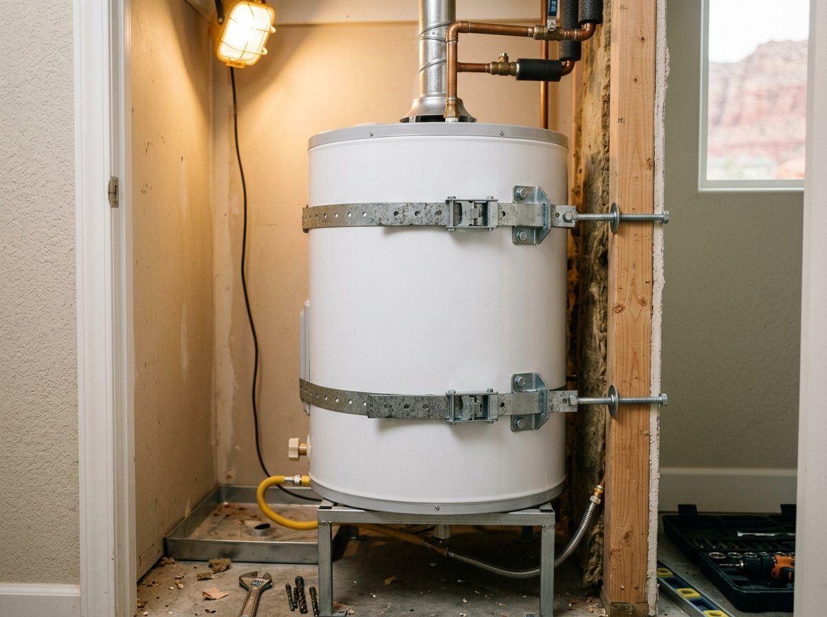 Seismic strapping on a new water heater